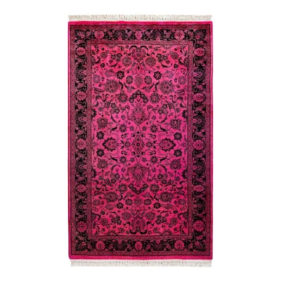 Overton Hand Knotted Wool Vintage Inspired Modern Contemporary Overdyed Pink Area Rug - 3' 1" x 5' 1"