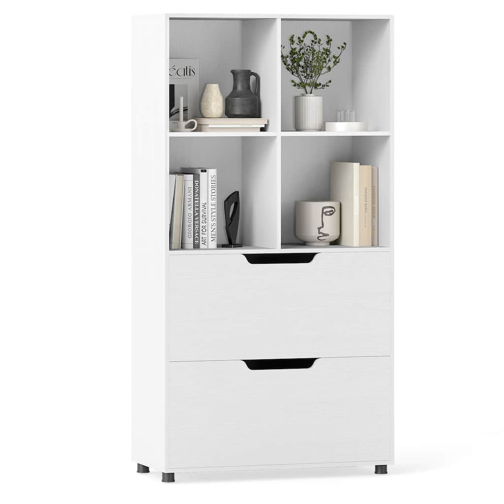 Costway 51” 5-Tier 4-Cube Bookcase with 2 Drawers for Living Room, - See Details