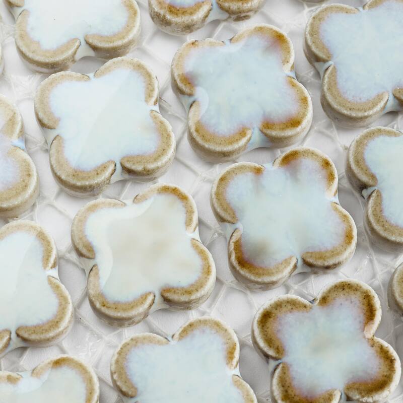 Merola Tile Fioretti Glossy Beige 12" x 12" Porcelain Floor and Wall Tile