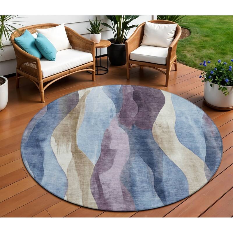 HomeRoots Abstract Transitional Rectangle Outdoor Rug
