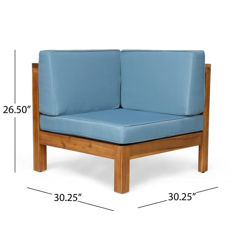 Malawi Outdoor 10-Piece U-Shaped Acacia Wood Sectional Sofa Set with Fire Pit by Christopher Knight Home