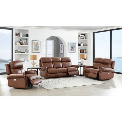 Hydeline Royce Zero Gravity Power Recline and Headrest Top Grain Leather Sofa Loveseat and Recliner - Sofa, Loveseat, Chair