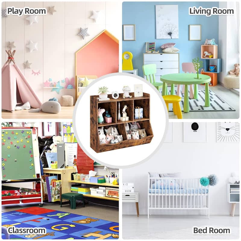 Kids Bookshelf and Bookcase Toy Storage Multi Shelf with Cubby Organizer Cabinet for Boys Girls