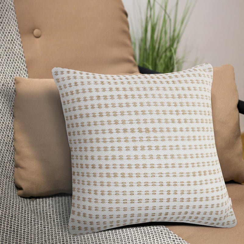 Sevita Reed Natural/White Striped Cotton Throw Pillow, Set of 2