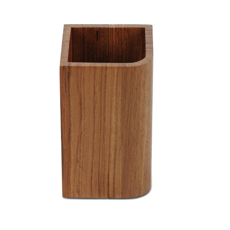 Designer Genuine Teak Tumbler - 4.75" 2.75" X 2.75"