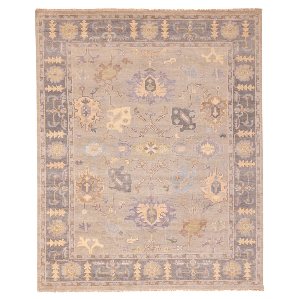 ECARPETGALLERY Hand-knotted Modern Oushak Grey Wool Rug - 8'0 x 9'10