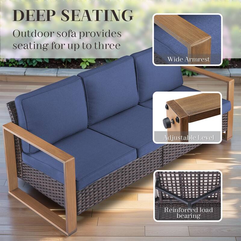 Gymojoy 7 Pieces Rattan Sofa,Gilder Chair, Patio Chair and Ottoman