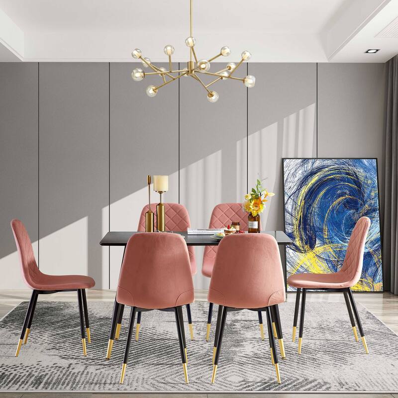 Tufted Accent Chairs with Golden Color Metal Legs Set of 2