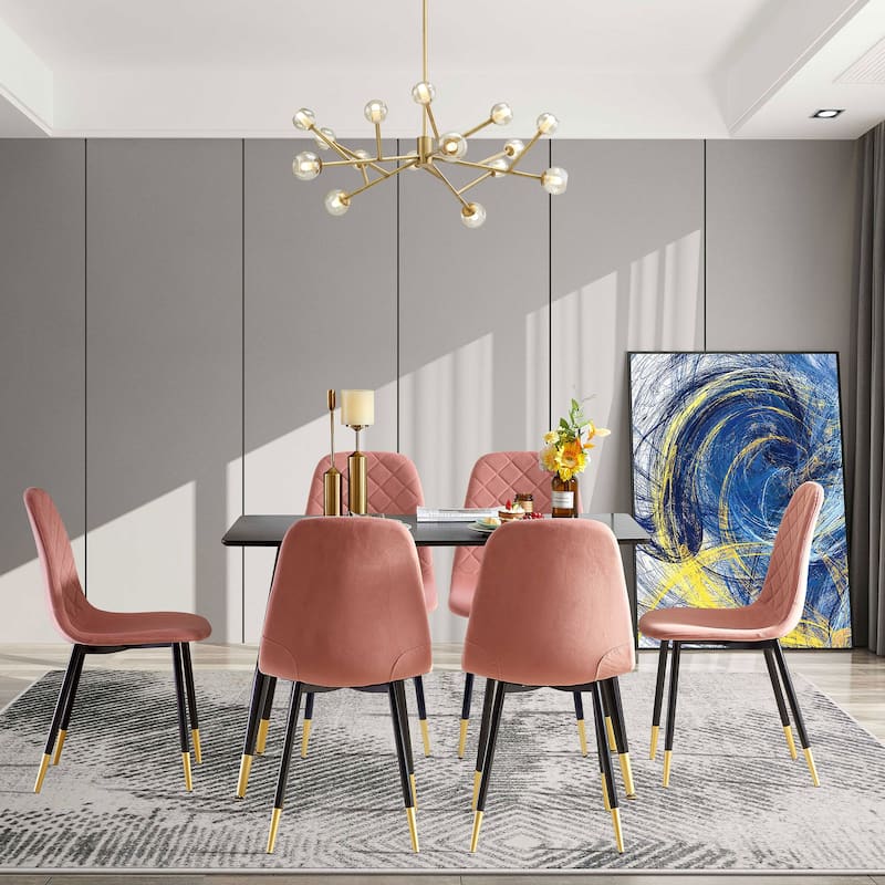 Tufted Accent Chairs with Golden Color Metal Legs