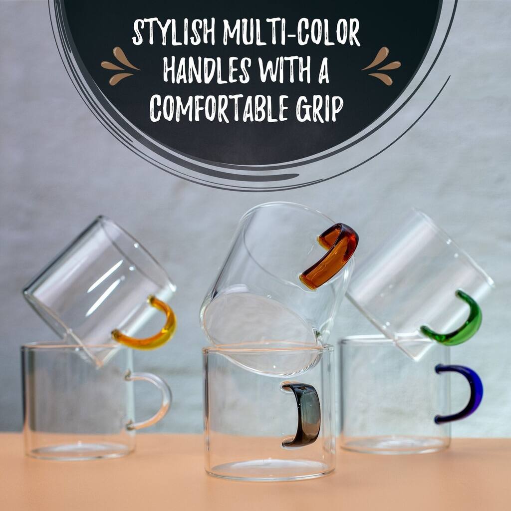 6 pcs Multi-color 120ml Borosilicate Espresso Cups