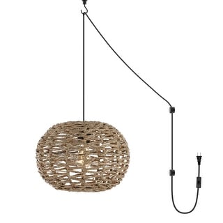 Lucas 1-Light Farmhouse Coastal 180" Cord Plug-In or Hardwired LED Pendant, by JONATHAN Y