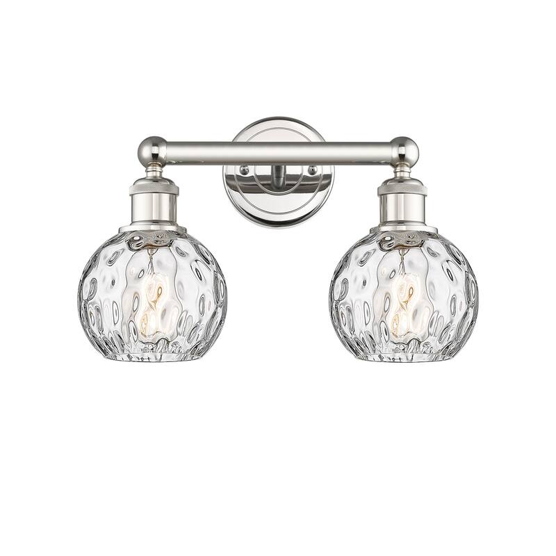 Innovations Lighting 616-2W-11-15 Athens Vanity Athens Deco Swirl 2 - Polished Nickel / Clear Water Glass