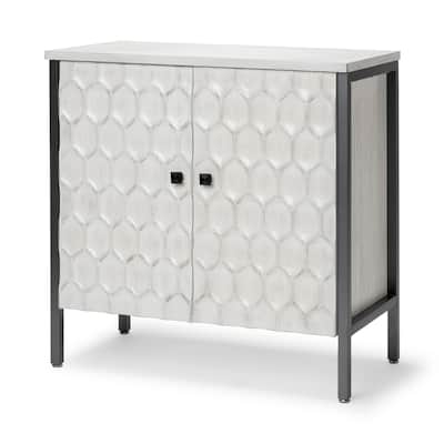 Savannah I 31W x 16D x 31H White Wood and Iron Two Door Accent Cabinet - 31.5L x 15.7W x 31.5H