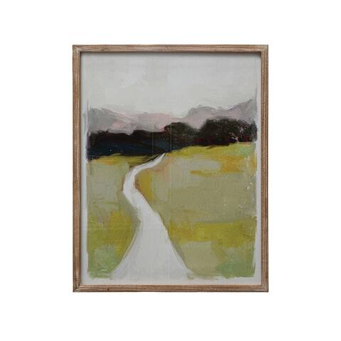 Wood Framed Landscape Watercolor Print with Glass Cover