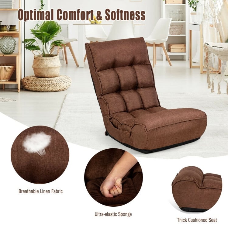 4-Position Adjustable Floor Chair Folding Lazy Sofa - 24" x 26" x 31" (L x W x H)