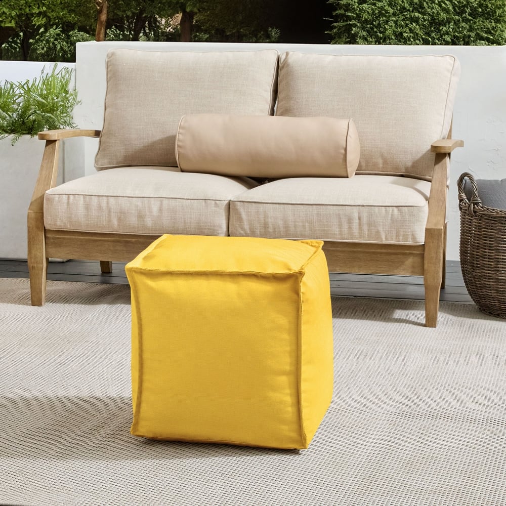 Sorra Home Sunbrella Outdoor Top Stitch Solid Bean Pouf