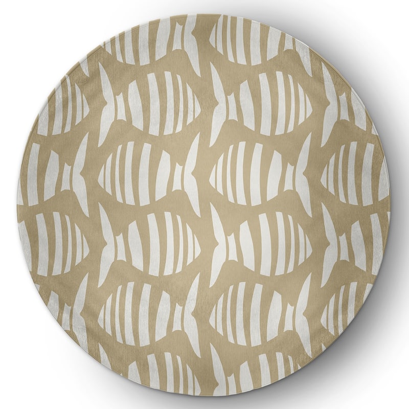 Swimming School Nautical Indoor/Outdoor Rug - Taupe - 5' Round