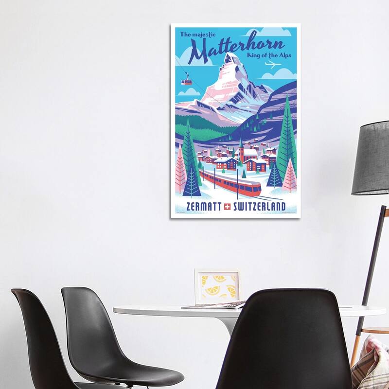 iCanvas "Matterhorn Switzerland Travel Poster" by Jim Zahniser Canvas Print - 40x26x1.5