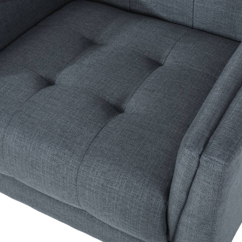 Dark Grey Modern 30.5" Upholstered Button Tufted Arm Chair with Sturdy Rubber Wood Legs