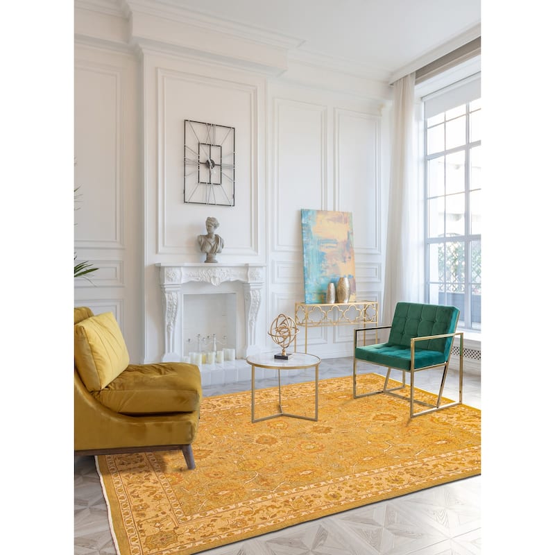ECARPETGALLERY Flat-Weave Lahor Finest Gold Wool Tapestry Kilim - 8'6 x 11'8