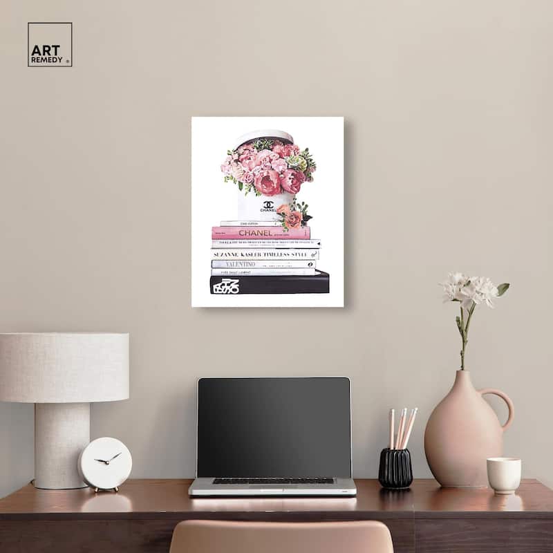 Pretty Roses upon Books Canvas by Art Remedy, Gallery Wrapped