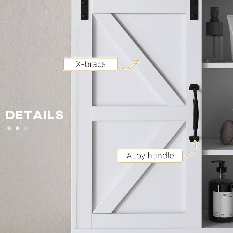 Farmhouse Bathroom Wall Cabinet, Medicine Cabinet with Sliding Barn Door and Adjustable Shelf