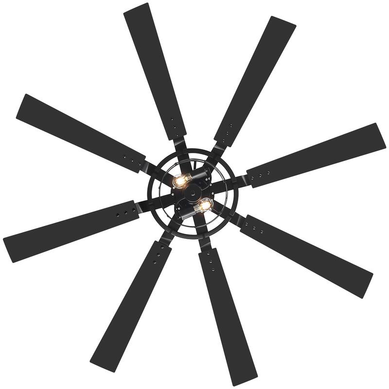 52"/65" Industrial Reversible Wood 5/8-Blade Cage Ceiling Fan with Light Kit and Remote
