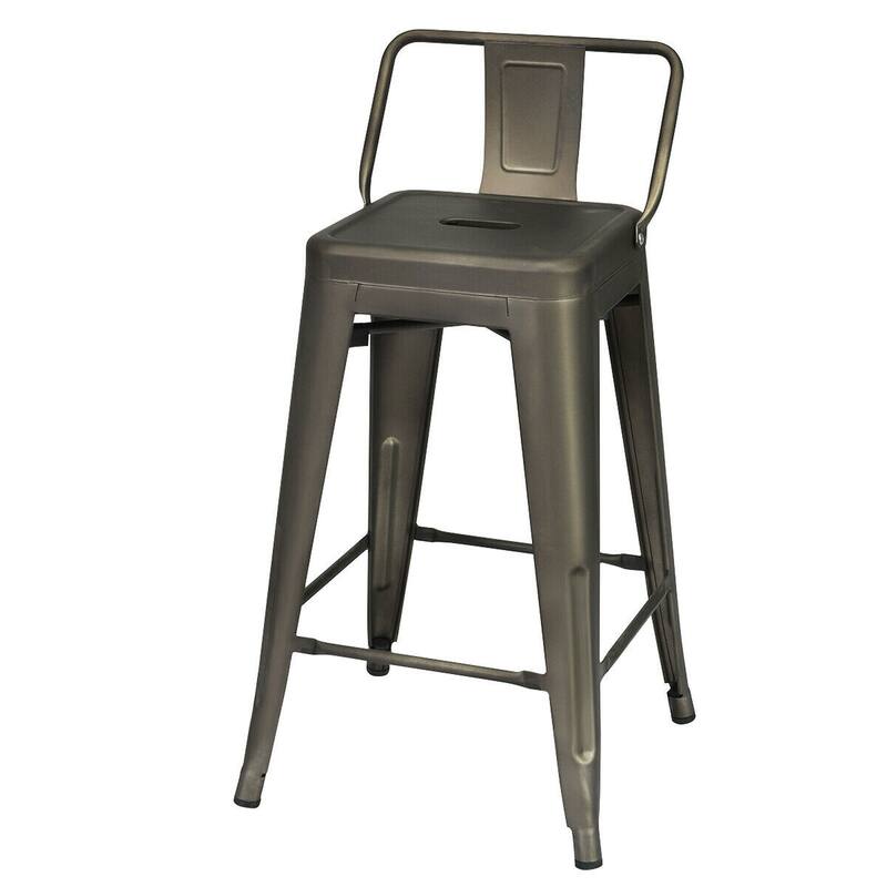 Costway Set of 4 Low Back Metal Counter Stool 24'' Seat Height - see details