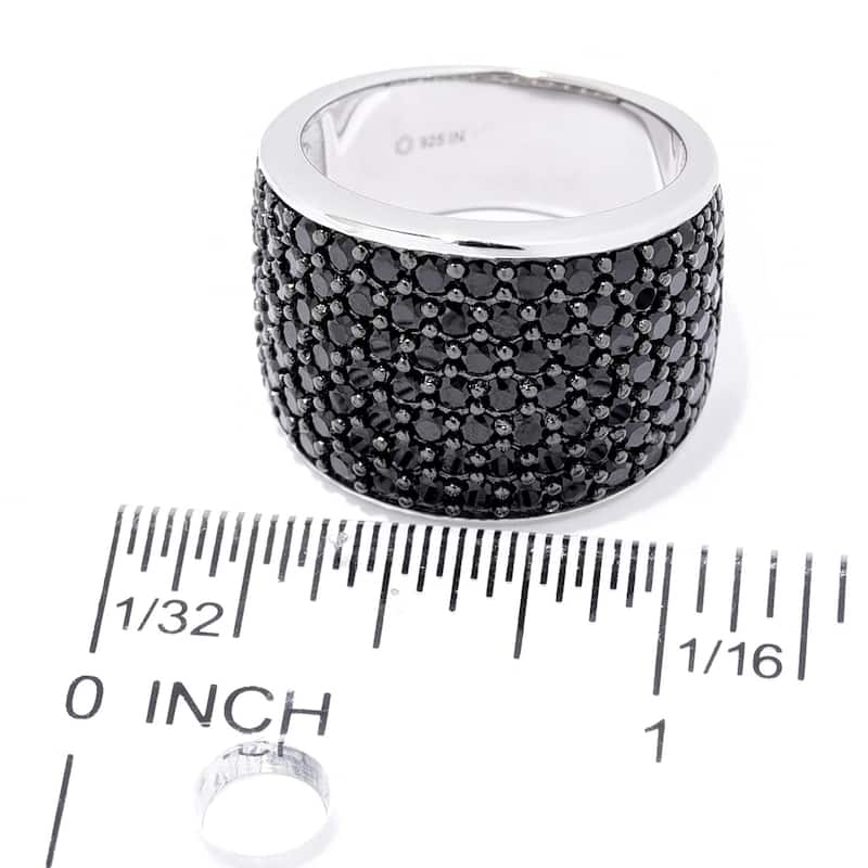 925 Sterling Silver Black Spinel Band Ring