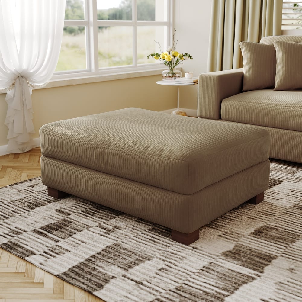 Modern Oversized striped Corduroy Ottoman