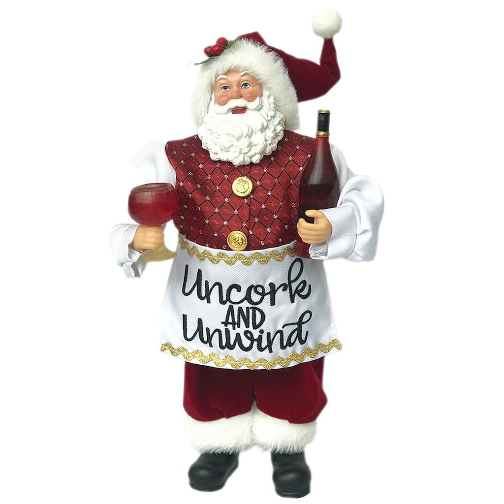 Uncork and Unwind Santa Christmas Figurine - 12"