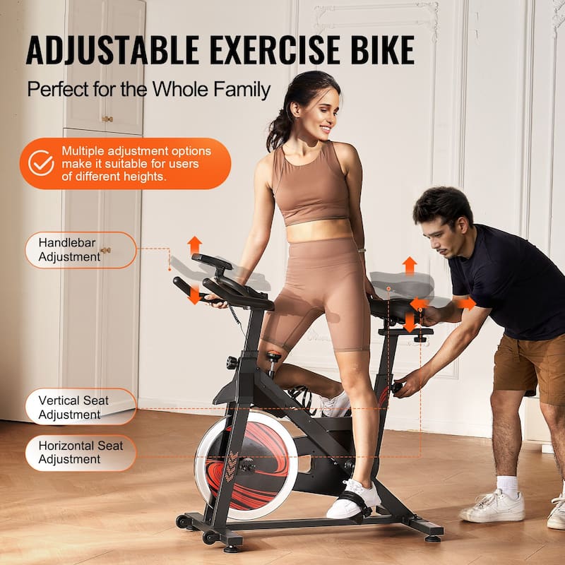 Black Steel Magnetic Resistance Stationary Exercise Bike with LCD Display Perfect for Indoor Use - 43.50” x 19.495” x 45.08”