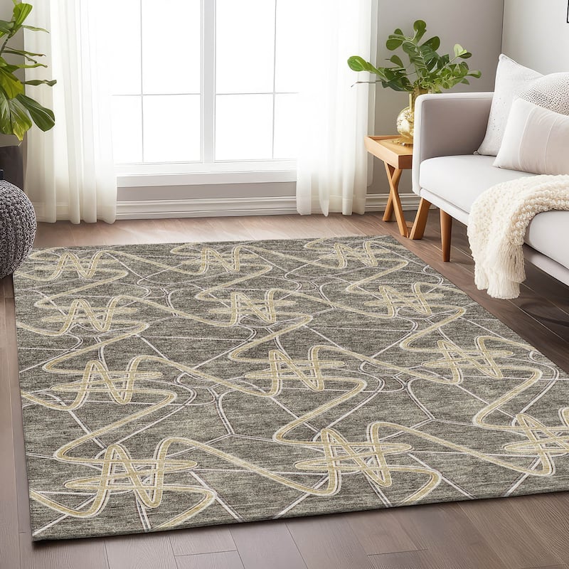 Premium Washable Super Soft Modern Maze Mayfield Rug - Taupe - 3' x 5'