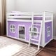 preview thumbnail 44 of 113, Max and Lily Twin over Twin Low Bunk with Curtains White with Purple/White Curtain