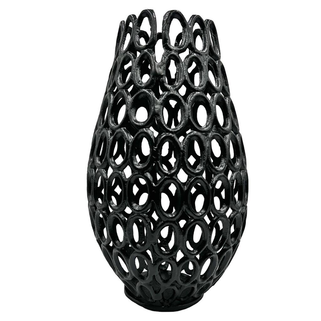 16 Inch Tall Decorative Handmade Aluminum Bud Flower Vase in Black