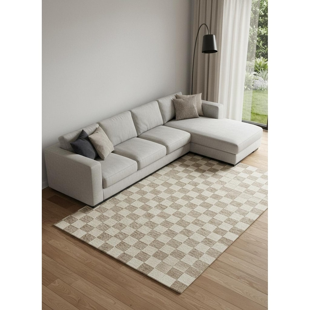 HomeRoots Checkered Modern Rectangle Area Rug - 8' X 11'