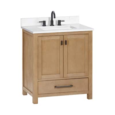 Avanity Modero 31 in. Vanity Combo in Matte Black finish and Cala White Engineered Stone Top