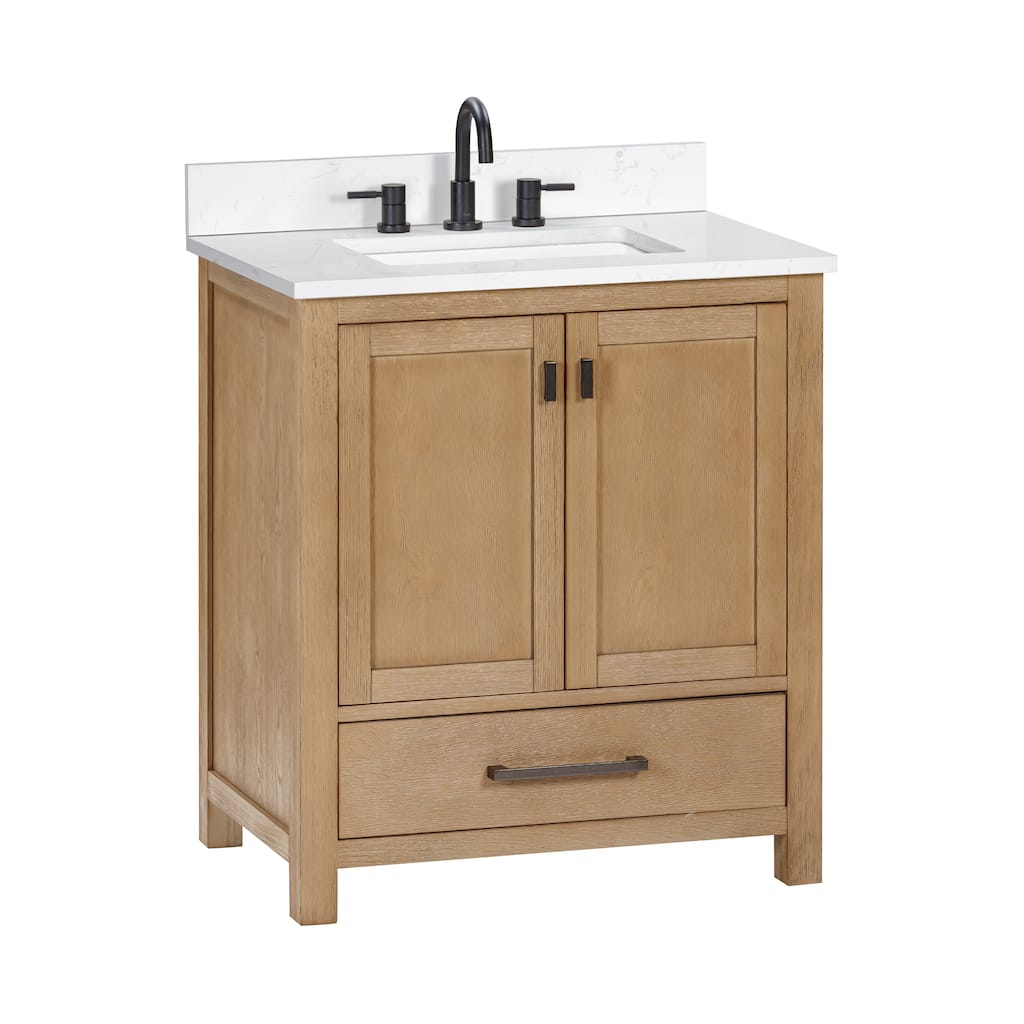 Avanity Modero 31 in. Vanity Combo in Brushed Oak finish and Cala White Engineered Stone Top