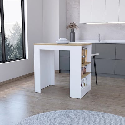 Wooden Kitchen Island with Storage Base