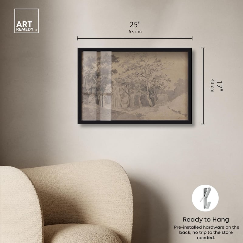 Grove with Road and Haycart Shadowbox by Art Remedy