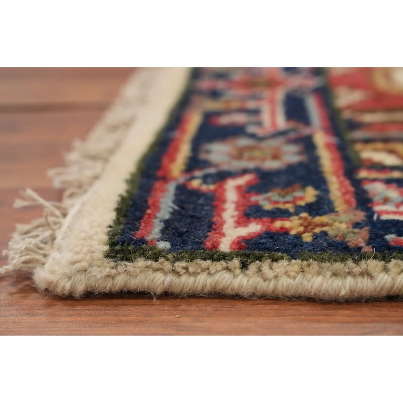 Hand Knotted Oriental 100% Wool Carpet Traditional Medallion Beige & Ivories Heriz (serapi) Area Rug - 3' 0'' X 2' 0''