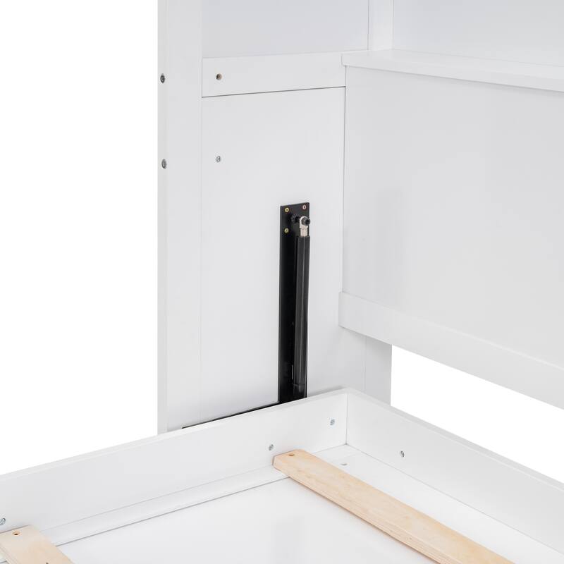 Murphy Bed Wall Beds with Storage Shelves Hide Away Platform Bedframe Easily Folds into Wood Cabinet, Noise Free