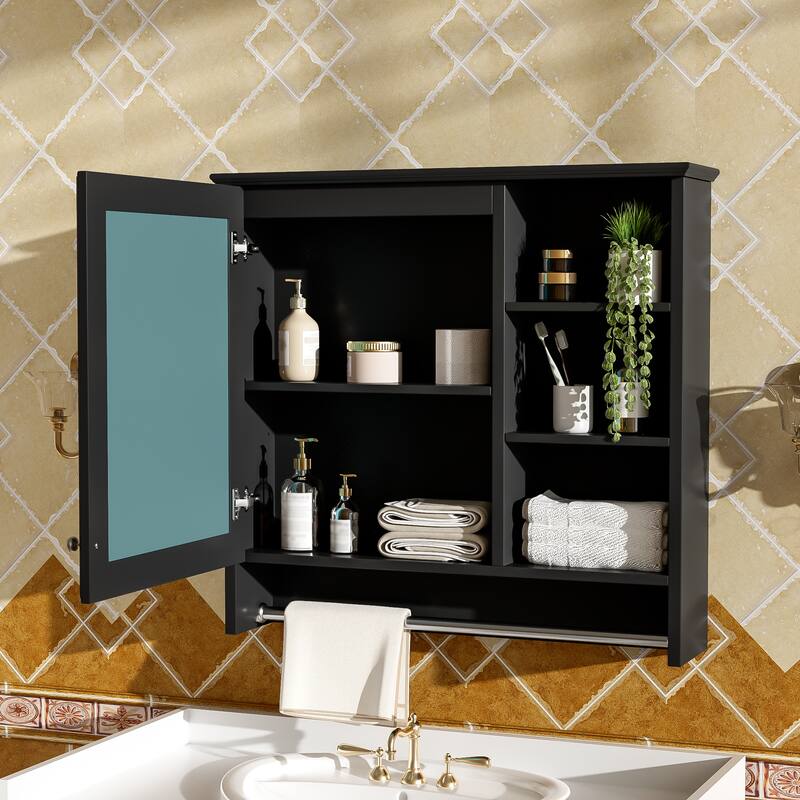 30 inch Wall-Mount 2-in-1 Mirror Cabinet with Adjustable Shelf, Soft-Closing Hinges, High-Quality MDF