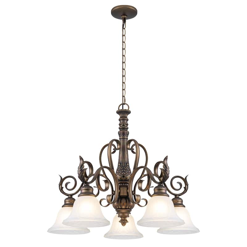 5-Light Oil Rubbed Bronze Chandelier Glass Bell Shades Traditional - Dia.26.81-in - Dia.26.81-in