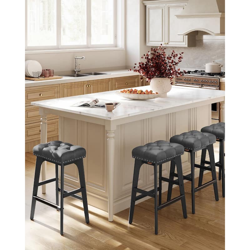 Set of 2 Counter Height Bar Stools Modern Kitchen Barstools with Backrest Perfect for Island or Counter - 12.6"D x 17.3"W x 26"H