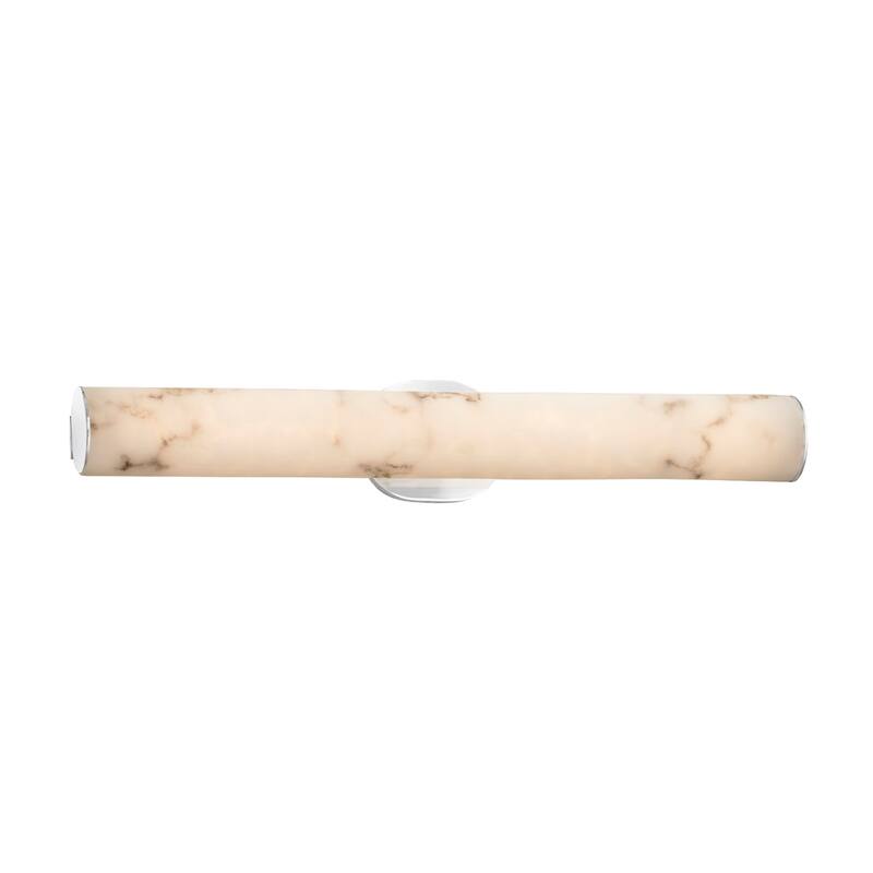 Justice Design LumenAria Eliptical 30-inch Polished Chrome ADA LED Wall/ Bath Bar, Faux Alabaster Shade