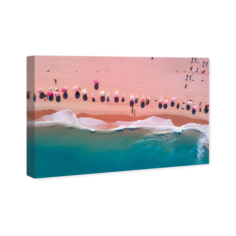 Wynwood Studio Canvas Nautical and Coastal Blush Sand Beach Blue and Teal Nautical & Coastal Wall Art Canvas Print