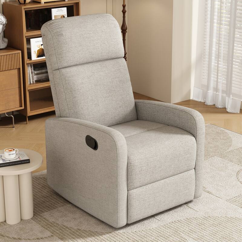 Manual Upholstered Recliner Chair, Modern Recliner Adjustable Single Sofa Chair, High Back Lounge Chairs for Living Room - Wheat