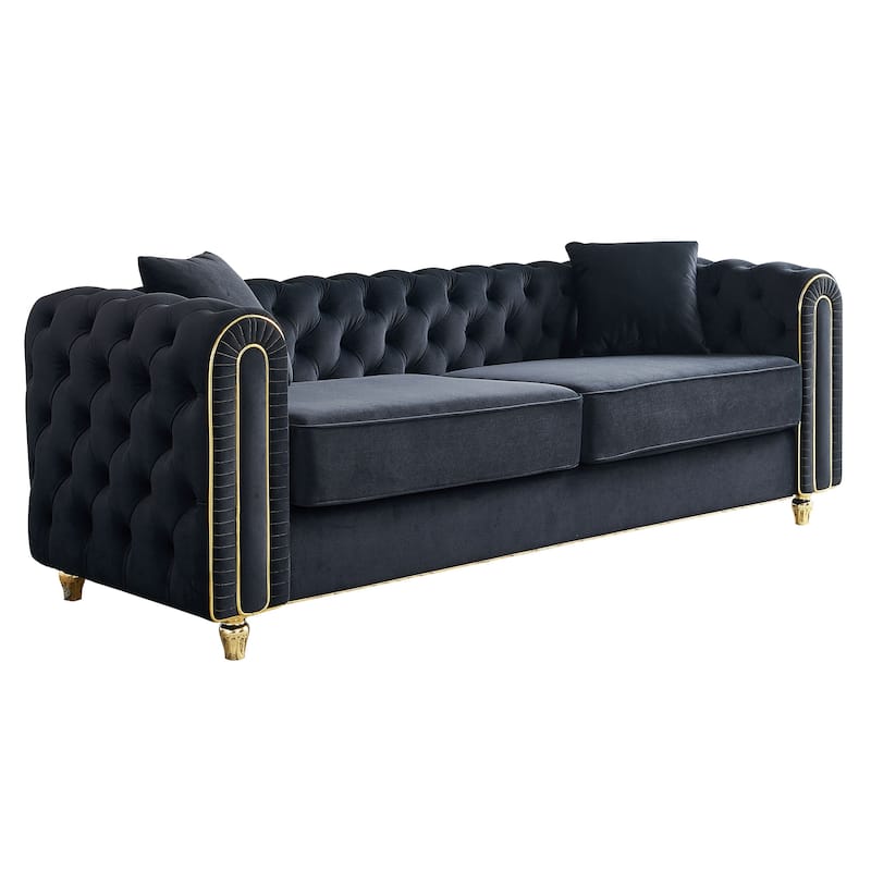 86''Luxury Modern Tufted Sofa With 2pcs Of Toss Pillows For Living Room ,Bedroom,Beige Color