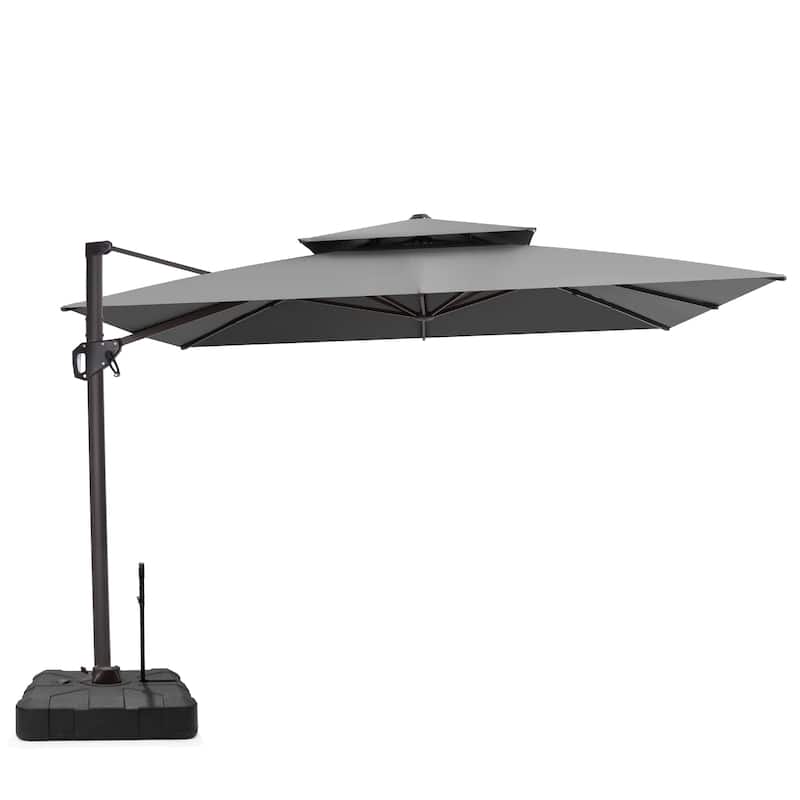 VredHom Offset Cantilever Patio Umbrella with 4-piece Fillable Base - DarkGrey